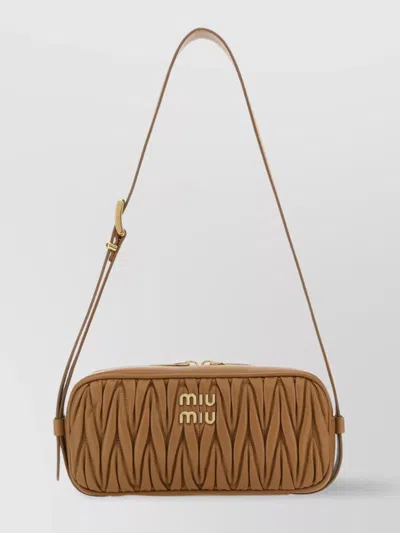 Miu Miu Quilted Leather Crossbody Bag In Brown
