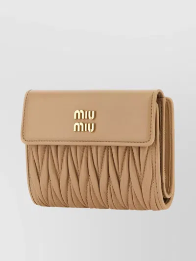 Miu Miu Quilted Leather Flap Wallet In Brown