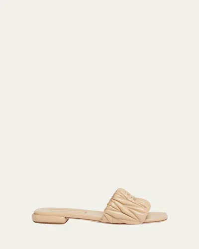 MIU MIU QUILTED LEATHER FLAT SLIDE STYLE