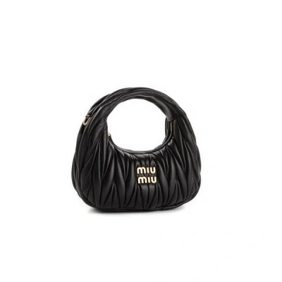 Miu Miu Quilted Leather Handbag In Black