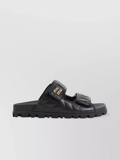 Miu Miu Atelasse Nappa Leather Sandals In Black