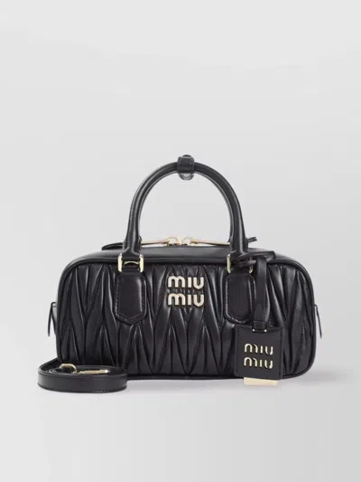 Miu Miu Quilted Leather Shoulder Bag In Black