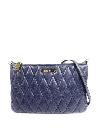 Pre-owned Miu Miu Quilted Leather Shoulder Bag In Blue