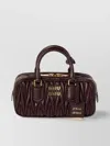 Miu Miu Lamb Leather Quilted Shoulder Bag In Brown