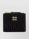 Miu Miu Quilted Leather Wallet Gold-tone Hardware In Black