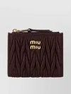 Miu Miu Quilted Leather Wallet Gold-tone Hardware In Brown