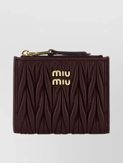 Miu Miu Quilted Leather Wallet Gold-tone Hardware In Brown