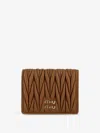 Miu Miu Quilted Leather Wallet In Sand