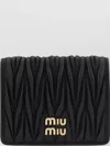 Miu Miu Quilted Leather Wallet Snap Button In Black