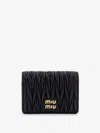 Miu Miu Quilted Leather Wallet With Lettering Logo On The Front In Black