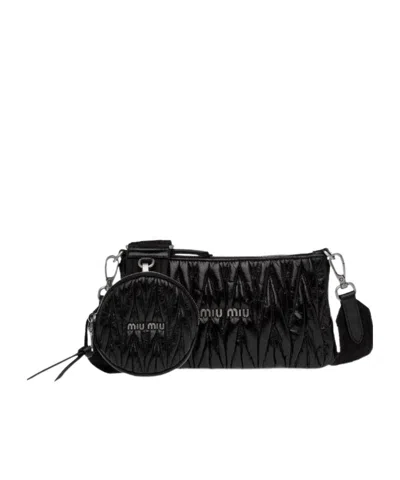 Miu Miu Quilted Matelassé Clutch Bag In Black