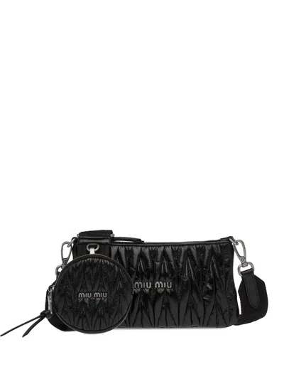 Miu Miu Quilted Matelassé Clutch Bag In Mughetto