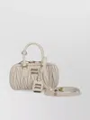 Miu Miu Quilted Mini Cross-body Bag With Leather Handles In Neutral
