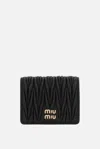 Miu Miu Lamb Leather Wallet Compact Design Gold-toned Hardware In Black