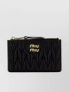 Miu Miu Quilted Nappa Leather Card Holder In Blue