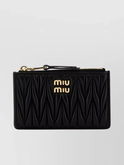 Miu Miu Quilted Nappa Leather Card Holder In Black