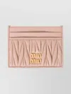 Miu Miu Quilted Nappa Leather Card Holder In Pink