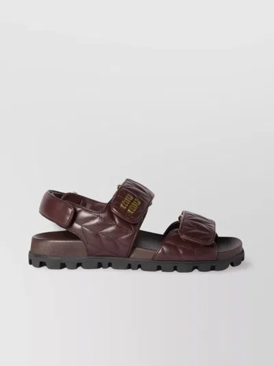 MIU MIU QUILTED NAPPA LEATHER SANDALS WITH RIDGED SOLE
