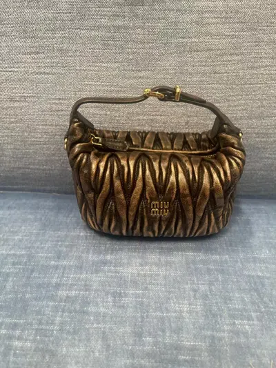 Miu Miu Quilted Nappa Leather Tote In Brown