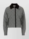 Miu Miu Quilted Nylon Blend Jacket Collar In Gray