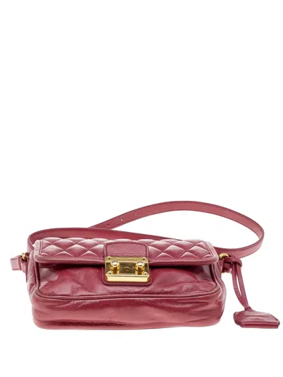 Pre-owned Miu Miu Quilted Push-lock Shoulder Bag In Red