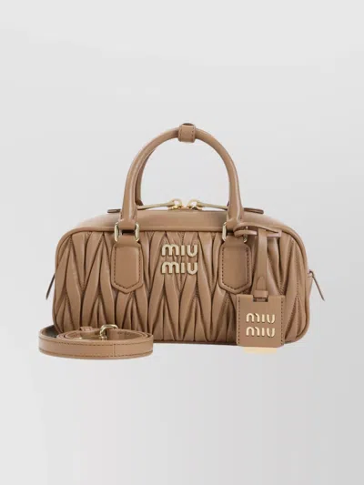 Miu Miu Quilted Shoulder Bag Detachable Strap In Nude