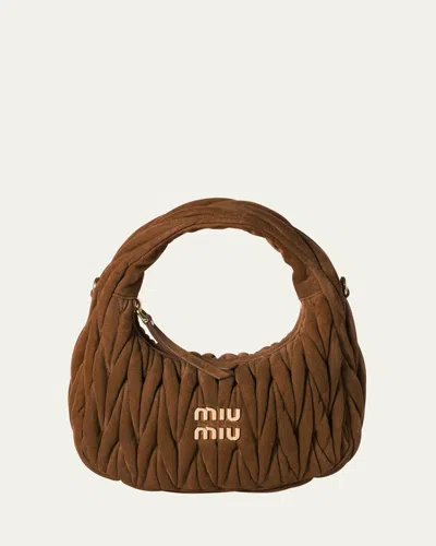 Miu Miu Quilted Suede Top-handle Bag