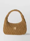 Miu Miu Quilted Suede Tote Bag In Brown