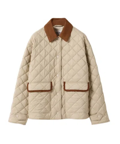 Miu Miu Quilted Technical Pongé Blouson In Brown