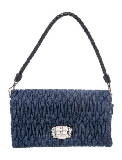 Pre-owned Miu Miu Quilted Top Handle Bag In Blue