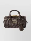 Miu Miu Quilted Top Handle Clutch Bag With Strap In Black