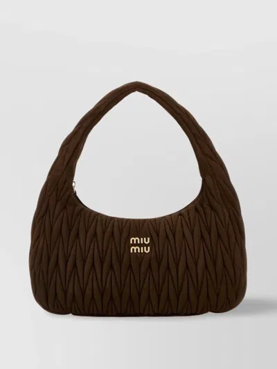 Miu Miu Quilted Top Handle Shoulder Bag In Cocoa Brown