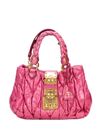 Pre-owned Miu Miu Quilted Two-handle Shoulder Bag In Pink