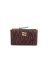 Miu Miu Quilted Zip Wallet In Red