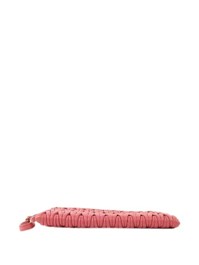 Pre-owned Miu Miu Quiltedleather Clutch Bag In Pink