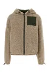 Miu Miu Hybrid Construction Down Jacket In Neutral