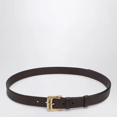 Miu Miu Radica Coloured Leather Belt In Brown