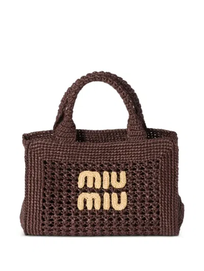 Miu Miu Raffia-effect Woven Handbag