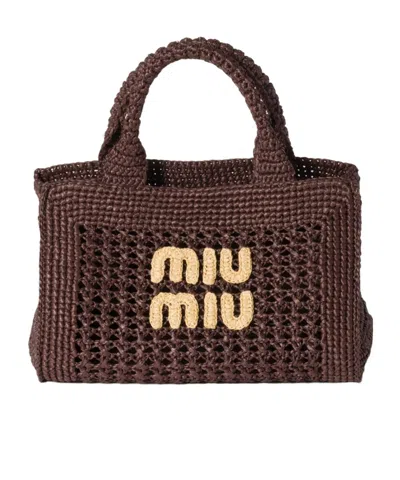 MIU MIU RAFFIA-EFFECT WOVEN HANDBAG