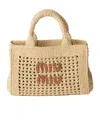 Miu Miu Structured Raffia Handbag With Adjustable Strap