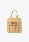 Miu Miu Raffia-effect Woven Handbag In Sand