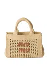 Miu Miu Structured Raffia Handbag With Adjustable Strap