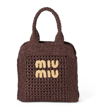 Miu Miu Raffia-effect Woven Tote Bag