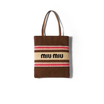 Miu Miu Raffia-effect Woven Tote Bag