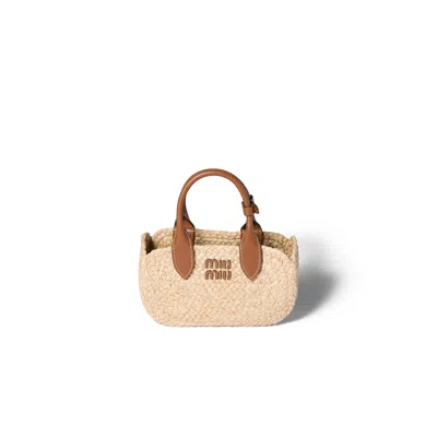 Miu Miu Raffia Handbag In Orange