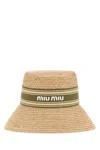 Miu Miu Raffia Hat With Ribbon Band And Wide Brim In Brown