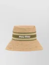 Miu Miu Raffia Hat With Ribbon Band And Wide Brim In Brown