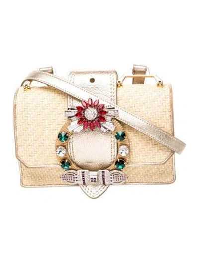 Pre-owned Miu Miu Raffia Lady In Neutral