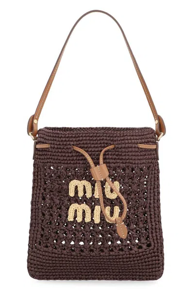 Miu Miu Raffia Mini Bag In Brown