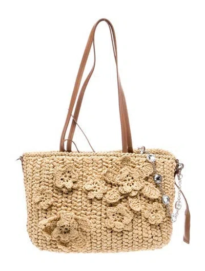Pre-owned Miu Miu Raffia Shoulder Bag In Pink